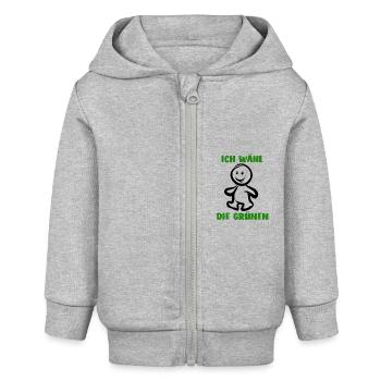 Ich wähl die Grünen - Wähler - Stimme - Baby Organic Kapuzenjacke Baby Connector von Stanley/Stella - Grau meliert - Vorne