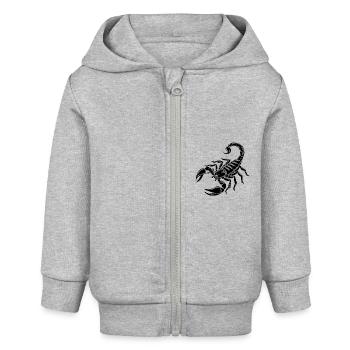 Skorpion - Giftstachel - Artenschutz - Lebensraum - Baby Organic Kapuzenjacke Baby Connector von Stanley/Stella - Grau meliert - Vorne