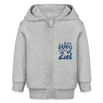 Der Weg ist das Ziel - Camino - Jakobsweg - Pilger - Baby Organic Kapuzenjacke Baby Connector von Stanley/Stella - Grau meliert - Vorne