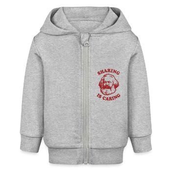 Sharing is caring - Lustiger Karl Marx Cartoon - Baby Organic Kapuzenjacke Baby Connector von Stanley/Stella - Grau meliert - Vorne