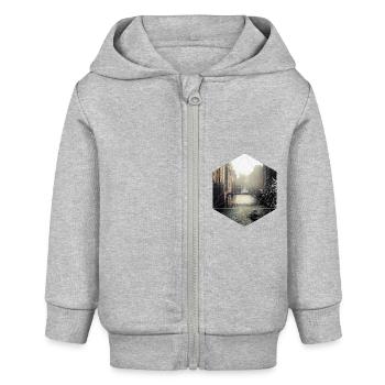 Feste Hamburg Romantik - Baby Organic Kapuzenjacke Baby Connector von Stanley/Stella - Grau meliert - Vorne