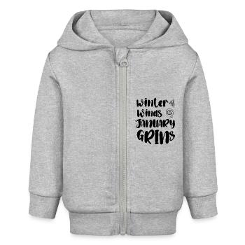 Winterwinde Januar Grinsen - Baby Organic Kapuzenjacke Baby Connector von Stanley/Stella - Grau meliert - Vorne