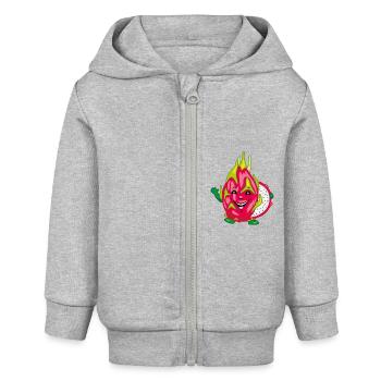 Lächelnde Pitaya-Drachenfrucht - Baby Organic Kapuzenjacke Baby Connector von Stanley/Stella - Grau meliert - Vorne