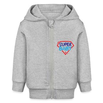 Super bébé - Veste à capuche bébé bio Stanley/Stella - gris chiné - Devant