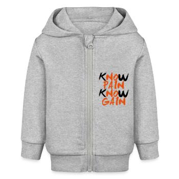 No Pain No Gain - Veste à capuche bébé bio Stanley/Stella - gris chiné - Devant
