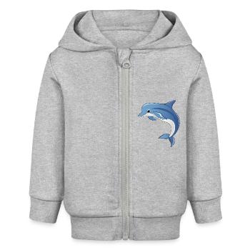 dolphin - Baby Organic Zip-up Hoodie by Stanley/Stella - heather grey - Front