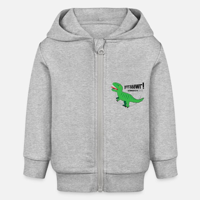 Dinosaurs//T-rex - Veste à capuche bébé bio Stanley/Stella - gris chiné