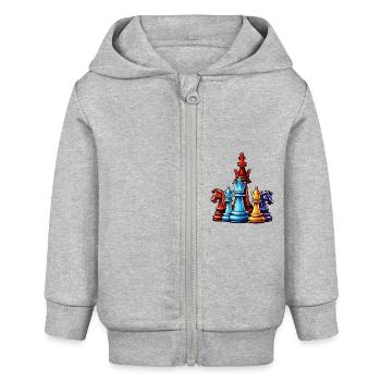 Échecs / Pièces / Stratégie / Casse-tête / Nerd - Veste à capuche bébé bio Stanley/Stella - gris chiné - Devant