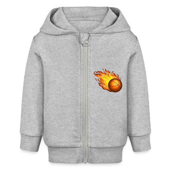Burning Basketball - Baby Organic Zip-up Hoodie by Stanley/Stella - heather grey - Front