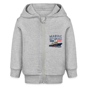 Marine Nationale - Veste à capuche bébé bio Stanley/Stella - gris chiné - Devant