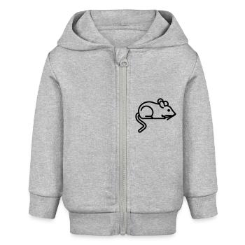 Mouse Icon - Simple Black Outline Design - Baby Organic Kapuzenjacke Baby Connector von Stanley/Stella - Grau meliert - Vorne