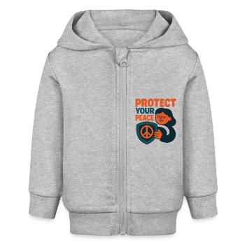 Protégez votre paix Citation positive consciente Art - Veste à capuche bébé bio Stanley/Stella - gris chiné - Devant