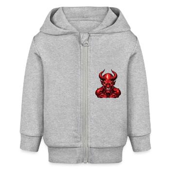 Teufel / Hölle / Horror / teuflisch / böse - Baby Organic Kapuzenjacke Baby Connector von Stanley/Stella - Grau meliert - Vorne