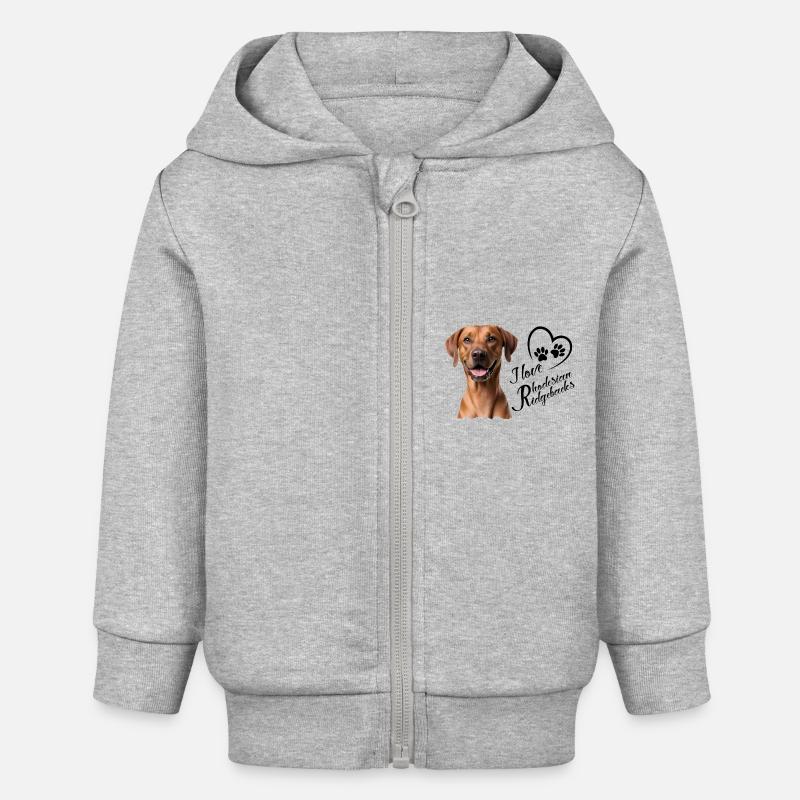 J’adore les Rhodesian Ridgebacks - Veste à capuche bébé bio Stanley/Stella - gris chiné