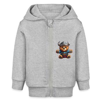 Teddybär / Kuscheltier / Stofftier / Geschenkidee - Baby Organic Kapuzenjacke Baby Connector von Stanley/Stella - Grau meliert - Vorne