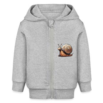 Schnecke / Tier / kriechen / Schleimig / langsam - Baby Organic Kapuzenjacke Baby Connector von Stanley/Stella - Grau meliert - Vorne
