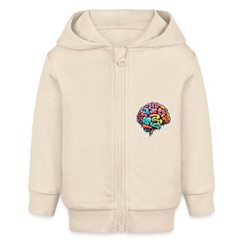 Brain / Knowledge / Intelligence / Clever / Thinking - Baby Organic Zip-up Hoodie by Stanley/Stella - soft Ecru - Front