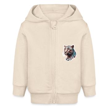 Leopard / Gepard / Tier / Animal Print / Muster - Baby Organic Kapuzenjacke Baby Connector von Stanley/Stella - Natur - Vorne