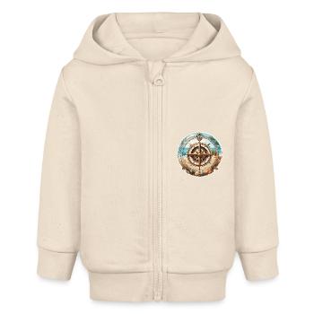 Kompass / Himmelsrichtung / Reisen / Survival - Baby Organic Kapuzenjacke Baby Connector von Stanley/Stella - Natur - Vorne