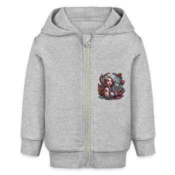 teuflische Frau / blut / Gothic / Heavy Metal - Baby Organic Kapuzenjacke Baby Connector von Stanley/Stella - Grau meliert - Vorne