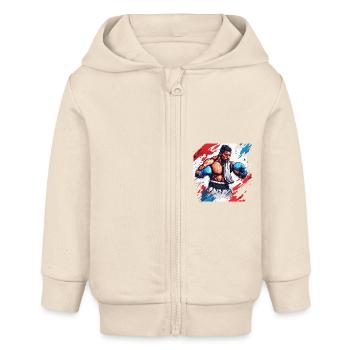 Boxer / Sport / Kampf / Arena / Boxring / Fäuste - Baby Organic Kapuzenjacke Baby Connector von Stanley/Stella - Natur - Vorne