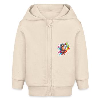Amor / Liebe / Pfeil / Herz / Valentinstag - Baby Organic Kapuzenjacke Baby Connector von Stanley/Stella - Natur - Vorne