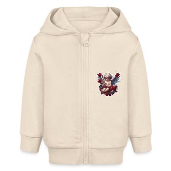 Amor / Liebe / Pfeil / Herz / Valentinstag - Baby Organic Kapuzenjacke Baby Connector von Stanley/Stella - Natur - Vorne