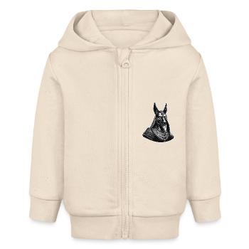 Egypte / Pharaon / Momies / Hiéroglyphes / Sphinx - Veste à capuche bébé bio Stanley/Stella - écru doux - Devant