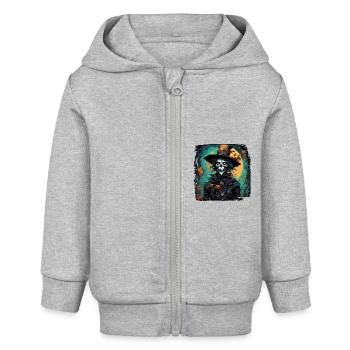 Vogelscheuche / Erntehelfer / Maisfeld / Feld - Baby Organic Kapuzenjacke Baby Connector von Stanley/Stella - Grau meliert - Vorne