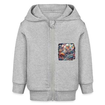 Psychédélique / Château / Tout / Hallucination - Veste à capuche bébé bio Stanley/Stella - gris chiné - Devant