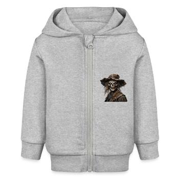 Vogelscheuche / Erntehelfer / Maisfeld / Feld - Baby Organic Kapuzenjacke Baby Connector von Stanley/Stella - Grau meliert - Vorne