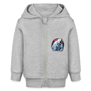Ours polaire / Animal / Norpol / hiver / enfantin / mignon - Veste à capuche bébé bio Stanley/Stella - gris chiné - Devant