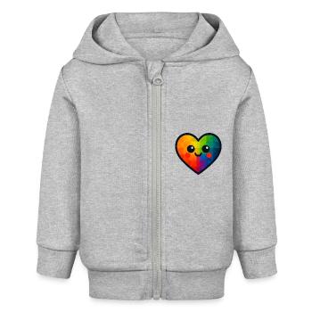 WPAP Polygon Kawaii Stil Baby Spielzeug Herz - Baby Organic Kapuzenjacke Baby Connector von Stanley/Stella - Grau meliert - Vorne