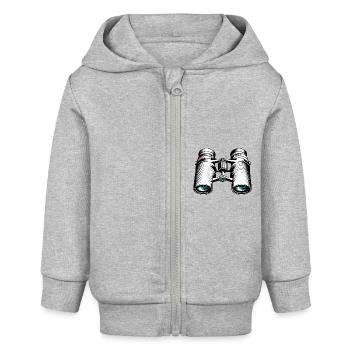 Binoculars / Observation / Observation / Adventure - Baby Organic Zip-up Hoodie by Stanley/Stella - heather grey - Front