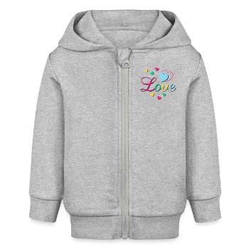 Love Hearts - Baby Organic Kapuzenjacke Baby Connector von Stanley/Stella - Grau meliert - Vorne