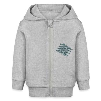 Schwarm Intelligenz - Hering Schwarm - Baby Organic Kapuzenjacke Baby Connector von Stanley/Stella - Grau meliert - Vorne