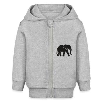 Elefant - Großwild, Stoßzahn, Elfenbein - Baby Organic Kapuzenjacke Baby Connector von Stanley/Stella - Grau meliert - Vorne