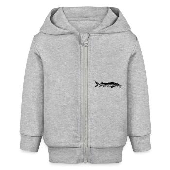Target Fish Sturgeon - Poisson - Cadeau de pêcheur - Veste à capuche bébé bio Stanley/Stella - gris chiné - Devant