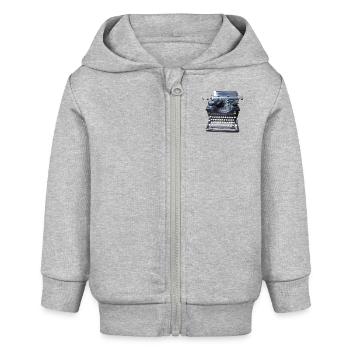 Machine à écrire vintage - Veste à capuche bébé bio Stanley/Stella - gris chiné - Devant
