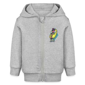 Hot Dog Funny - Baby Organic Zip-up Hoodie by Stanley/Stella - heather grey - Front