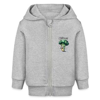 Natur Dauerwelle Frisör Friseur - Baby Organic Kapuzenjacke Baby Connector von Stanley/Stella - Grau meliert - Vorne