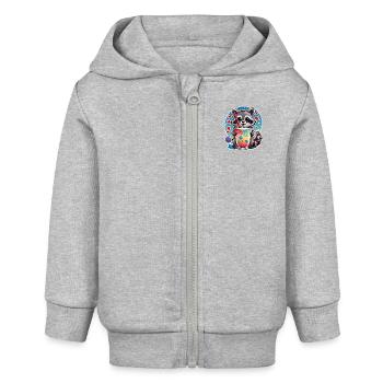 kleiner süßer Waschbär mit Limonade und Strohhalm - Baby Organic Kapuzenjacke Baby Connector von Stanley/Stella - Grau meliert - Vorne