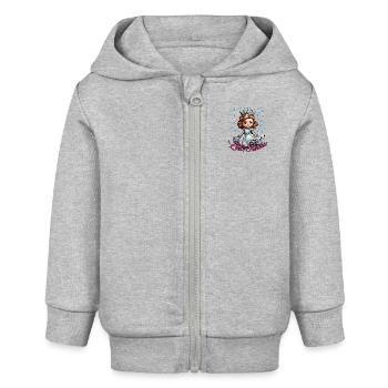 Princess with crown and princess dress - Baby Organic Zip-up Hoodie by Stanley/Stella - heather grey - Front