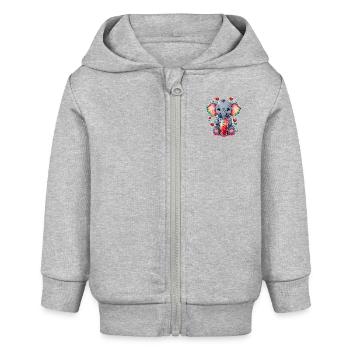 Un petit éléphant mignon boit de la limonade - Veste à capuche bébé bio Stanley/Stella - gris chiné - Devant