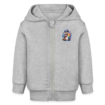 Kleiner Süßer Otter trinkt mit Strohhalm Limonade - Baby Organic Kapuzenjacke Baby Connector von Stanley/Stella - Grau meliert - Vorne