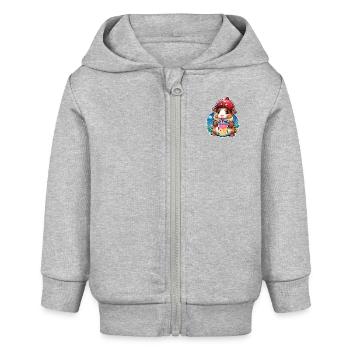 Cute guinea pig enjoying lemonade - Baby Organic Zip-up Hoodie by Stanley/Stella - heather grey - Front