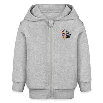 Laughing Ice Cream Cone Funny Ice Cream Design Saying - Baby Organic Zip-up Hoodie by Stanley/Stella - heather grey - Front