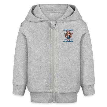 Coole Prinzessin wird Ingenieurin Mechanikerin - Baby Organic Kapuzenjacke Baby Connector von Stanley/Stella - Grau meliert - Vorne