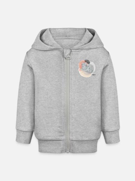 🐾 Grau getigerte Katze🐱 - Baby Organic Kapuzenjacke Baby Connector von Stanley/Stella - Grau meliert