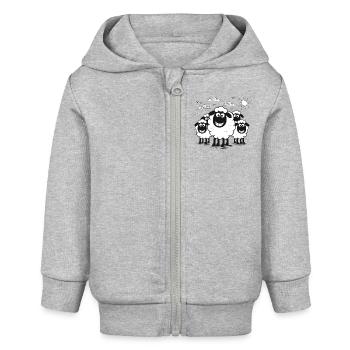 Drôles d’animaux de troupeau de moutons - Veste à capuche bébé bio Stanley/Stella - gris chiné - Devant
